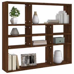 vidaXL Wall Shelf Brown Oak Engineered Wood Cube Organiser Wall Cube Shelf