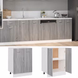 vidaXL Kitchen Cabinet Home Storage Shelf Organiser Cupboard Engineered Wood - grey sonoma - Additional view 4
