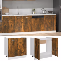 vidaXL Kitchen Cabinet Home Storage Shelf Organiser Cupboard Engineered Wood - smoked oak - Additional view 4