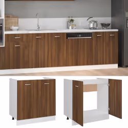 vidaXL Kitchen Cabinet Home Storage Shelf Organiser Cupboard Engineered Wood - brown oak - Additional view 4