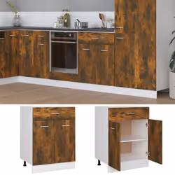 vidaXL Kitchen Cabinet Home Storage Shelf Organiser Cupboard Engineered Wood - smoked oak - Additional view 4
