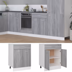 vidaXL Kitchen Cabinet Home Storage Shelf Organiser Cupboard Engineered Wood - grey sonoma - Additional view 5
