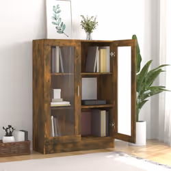 vidaXL Vitrine Cabinet Book Stand Rack Cupboard Highboard Engineered Wood - smoked oak - Additional view 3