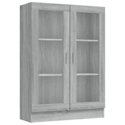 vidaXL Vitrine Cabinet Book Stand Rack Cupboard Highboard Engineered Wood - grey sonoma