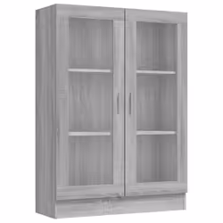 vidaXL Vitrine Cabinet Book Stand Rack Cupboard Highboard Engineered Wood - grey sonoma - Additional view 3