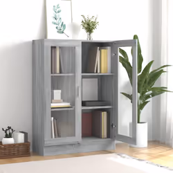 vidaXL Vitrine Cabinet Book Stand Rack Cupboard Highboard Engineered Wood - grey sonoma - Additional view 4