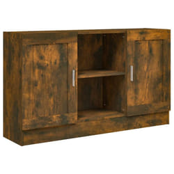 vidaXL Vitrine Cabinet Sideboard Storage Organiser Cupboard Engineered Wood - smoked oak
