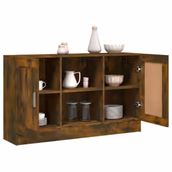 vidaXL Vitrine Cabinet Sideboard Storage Organiser Cupboard Engineered Wood - smoked oak - Additional view 6