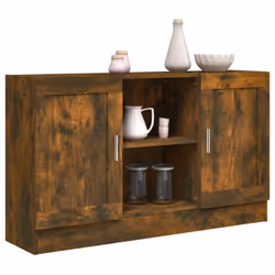 vidaXL Vitrine Cabinet Sideboard Storage Organiser Cupboard Engineered Wood - smoked oak - Additional view 7