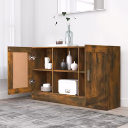vidaXL Vitrine Cabinet Sideboard Storage Organiser Cupboard Engineered Wood - smoked oak - Additional view 8