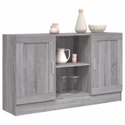 vidaXL Vitrine Cabinet Sideboard Storage Organiser Cupboard Engineered Wood - grey sonoma - Additional view 7