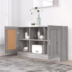 vidaXL Vitrine Cabinet Sideboard Storage Organiser Cupboard Engineered Wood - grey sonoma - Additional view 8