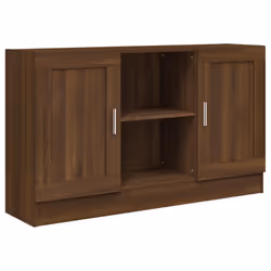 vidaXL Vitrine Cabinet Sideboard Storage Organiser Cupboard Engineered Wood - brown oak