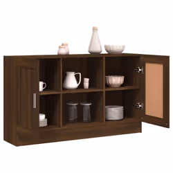 vidaXL Vitrine Cabinet Sideboard Storage Organiser Cupboard Engineered Wood - brown oak - Additional view 6