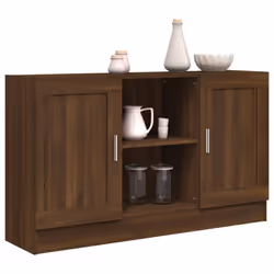vidaXL Vitrine Cabinet Sideboard Storage Organiser Cupboard Engineered Wood - brown oak - Additional view 7