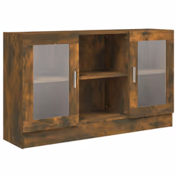 vidaXL Vitrine Cabinet Sideboard Storage Organiser Cupboard Engineered Wood - smoked oak