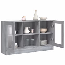 vidaXL Vitrine Cabinet Sideboard Storage Organiser Cupboard Engineered Wood - grey sonoma - Additional view 7