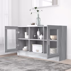 vidaXL Vitrine Cabinet Sideboard Storage Organiser Cupboard Engineered Wood - grey sonoma - Additional view 8