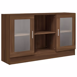 vidaXL Vitrine Cabinet Sideboard Storage Organiser Cupboard Engineered Wood - brown oak