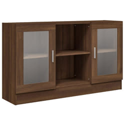 vidaXL Vitrine Cabinet Sideboard Storage Organiser Cupboard Engineered Wood - brown oak