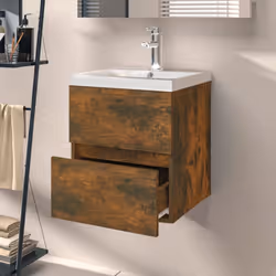 vidaXL Sink Cabinet Engineered Wood Storage Cupboard Furniture Multi Colours - smoked oak - Additional view 4
