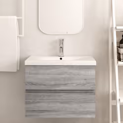 vidaXL Sink Cabinet Brown Oak Engineered Wood Vanity Unit Bathroom Cabinet - grey sonoma - Additional view 5