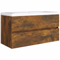 vidaXL Sink Cabinet Bathroom Vanity Unit Wall Storage Cupboard Engineered Wood - smoked oak, 90 x 38.5 x 45 cm - Additional view 4