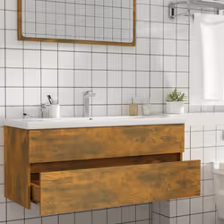 vidaXL Bathroom Furniture Set 2 Piece Storage Cabinet Cupboard Engineered Wood - smoked oak - Additional view 6