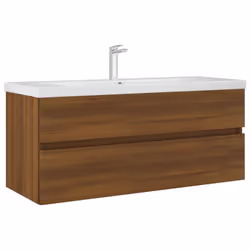 vidaXL Bathroom Furniture Set 2 Piece Storage Cabinet Cupboard Engineered Wood - brown oak - Additional view 7