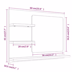 vidaXL Bathroom Mirror Cosmetic Mirror Washroom Makeup Mirror Engineered Wood - grey sonoma - Additional view 8
