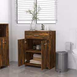 vidaXL Bathroom Cabinet Sink Cupboard Storage Vanity Unit Engineered Wood - smoked oak