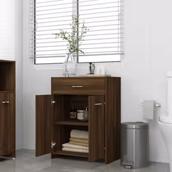 vidaXL Bathroom Cabinet Sink Cupboard Storage Vanity Unit Engineered Wood - brown oak - Additional view 2