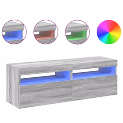 vidaXL TV Cabinet with LED Lights Sideboard TV Stand TV Unit Hifi Cabinet - grey sonoma, 2