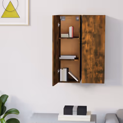 vidaXL TV Cabinet Engineered Wood Wall Mounted Stand Living Room TV Console - smoked oak, 30.5 x 30 x 90 cm/2 - Additional view 7