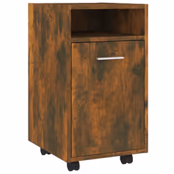vidaXL Side Cabinet with Wheels Chipboard Home Rolling Cabinet Multi Colours - smoked oak