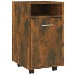 vidaXL Side Cabinet with Wheels Chipboard Home Rolling Cabinet Multi Colours - smoked oak