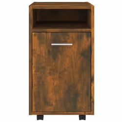 vidaXL Side Cabinet with Wheels Chipboard Home Rolling Cabinet Multi Colours - smoked oak