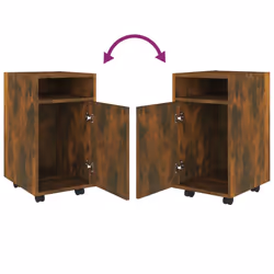 vidaXL Side Cabinet with Wheels Chipboard Home Rolling Cabinet Multi Colours - smoked oak - Additional view 4
