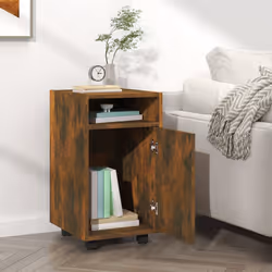 vidaXL Side Cabinet with Wheels Chipboard Home Rolling Cabinet Multi Colours - smoked oak - Additional view 5