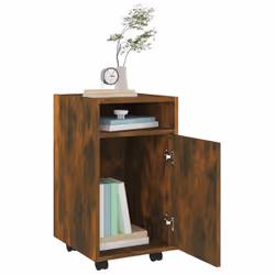 vidaXL Side Cabinet with Wheels Chipboard Home Rolling Cabinet Multi Colours - smoked oak - Additional view 6