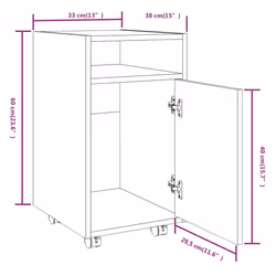 vidaXL Side Cabinet with Wheels Chipboard Home Rolling Cabinet Multi Colours - grey sonoma - Additional view 3