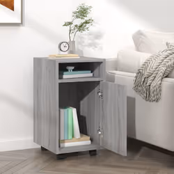 vidaXL Side Cabinet with Wheels Chipboard Home Rolling Cabinet Multi Colours - grey sonoma - Additional view 5