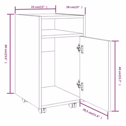 vidaXL Side Cabinet with Wheels Chipboard Home Rolling Cabinet Multi Colours - brown oak - Additional view 3