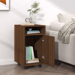 vidaXL Side Cabinet with Wheels Chipboard Home Rolling Cabinet Multi Colours - brown oak - Additional view 5