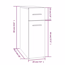 vidaXL Apothecary Cabinet Chipboard Home Storage Cabinet Set Multi Colours - smoked oak - Additional view 5