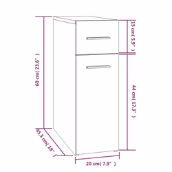vidaXL Apothecary Cabinet Chipboard Home Storage Cabinet Set Multi Colours - grey sonoma - Additional view 5