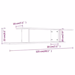 vidaXL Wall-Mounted TV Shelf Floating Wall TV Unit TV Stand Engineered Wood - brown oak - Additional view 4