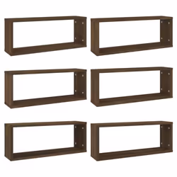 vidaXL Wall Cube Shelves Wall Rack Wall-mounted Storage Shelf Engineered Wood - brown oak, 6 - Additional view 8