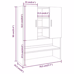 vidaXL Washing Machine Cabinet Smoked Oak Bathroom Cupboard Laundry Room Rack
