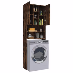 vidaXL Washing Machine Cabinet Bathroom Laundry Room Cupboard Storage Rack - smoked oak
